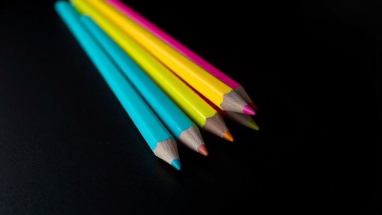 neon colored pencils art